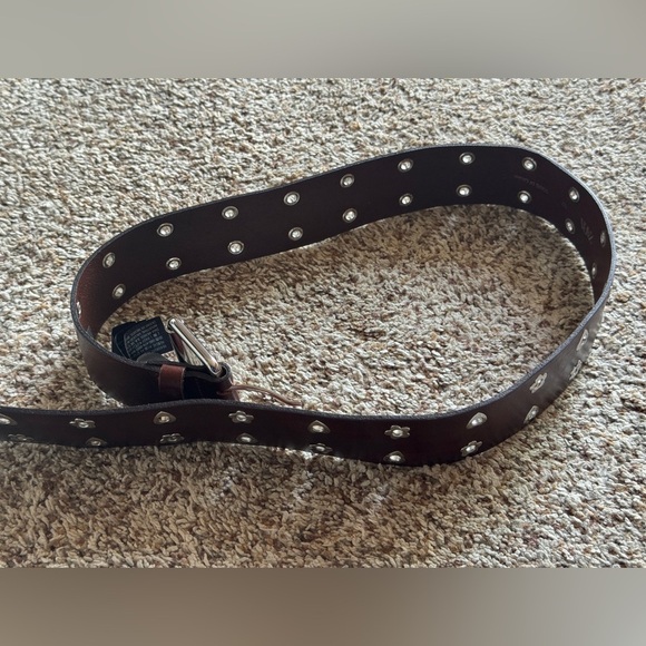 Zara LEATHER HEARTS AND FLOWERS BELT‎ Dark Brown Belt with Silver Details main image 6